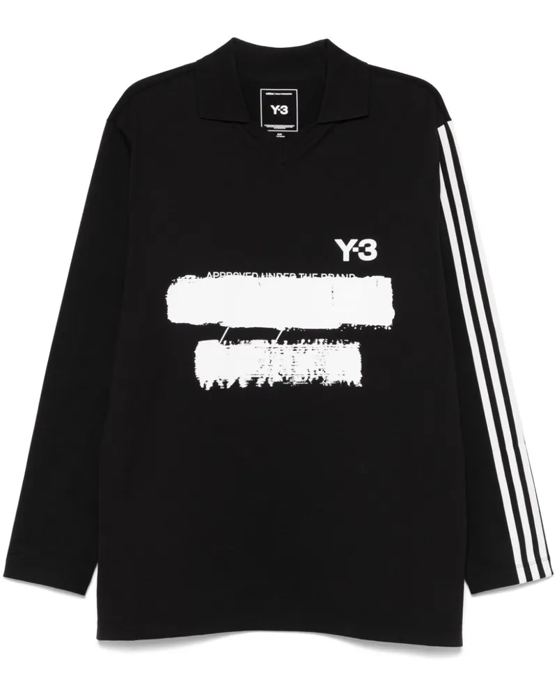 Y-3 Langärmeliges Poloshirt mit Logo - Schwarz Schwarz
