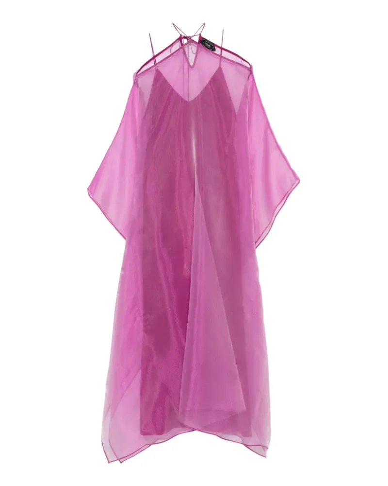 Taller Marmo sheer-panelled cape-sleeve dress - Rosa Rosa