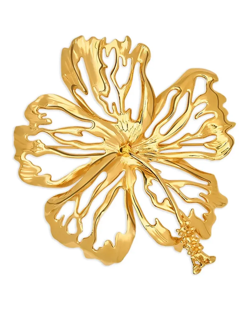 Oscar de la Renta openwork hibiscus brooch - Gold Gold