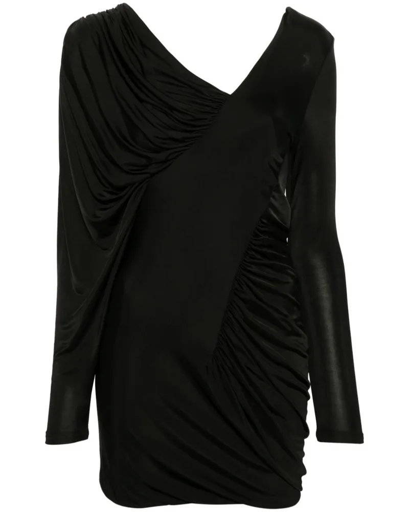 Saint Laurent Drapiertes Minikleid - Schwarz Schwarz