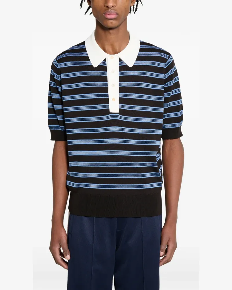 Wales Bonner Breeze striped merino wool polo shirt - Schwarz Schwarz