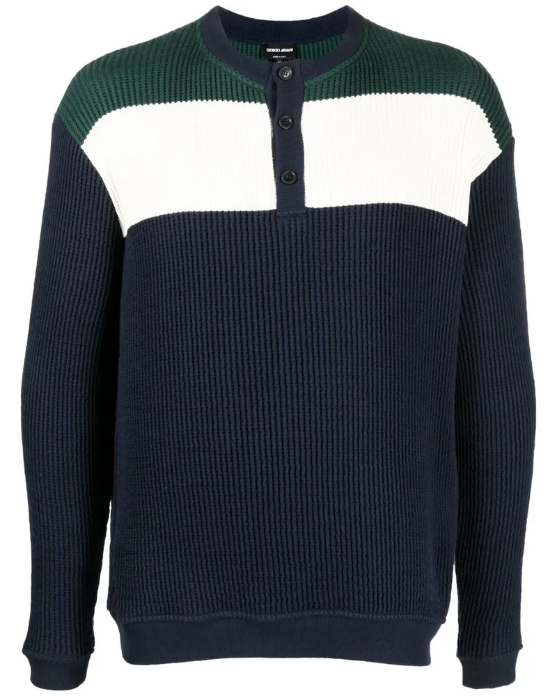 Giorgio Armani Gerippter Pullover - Blau Blau