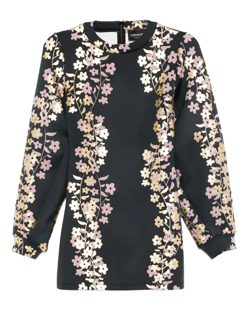Cynthia Rowley Minikleid mit Blumen-Print - Schwarz Schwarz