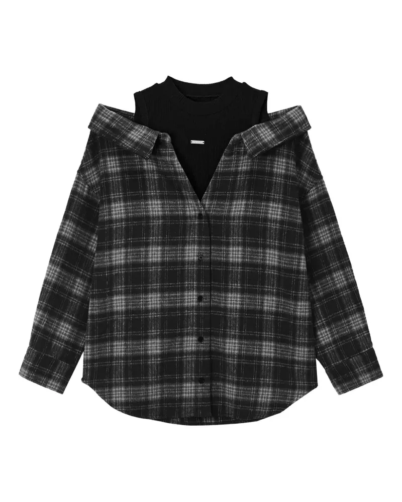Musium Div. Kariertes Hemd im Layering-Look - Schwarz Schwarz
