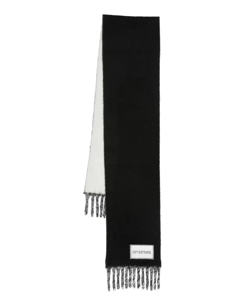 SPORTMAX Zweifarbiger Schal mit Fransen - Schwarz Schwarz
