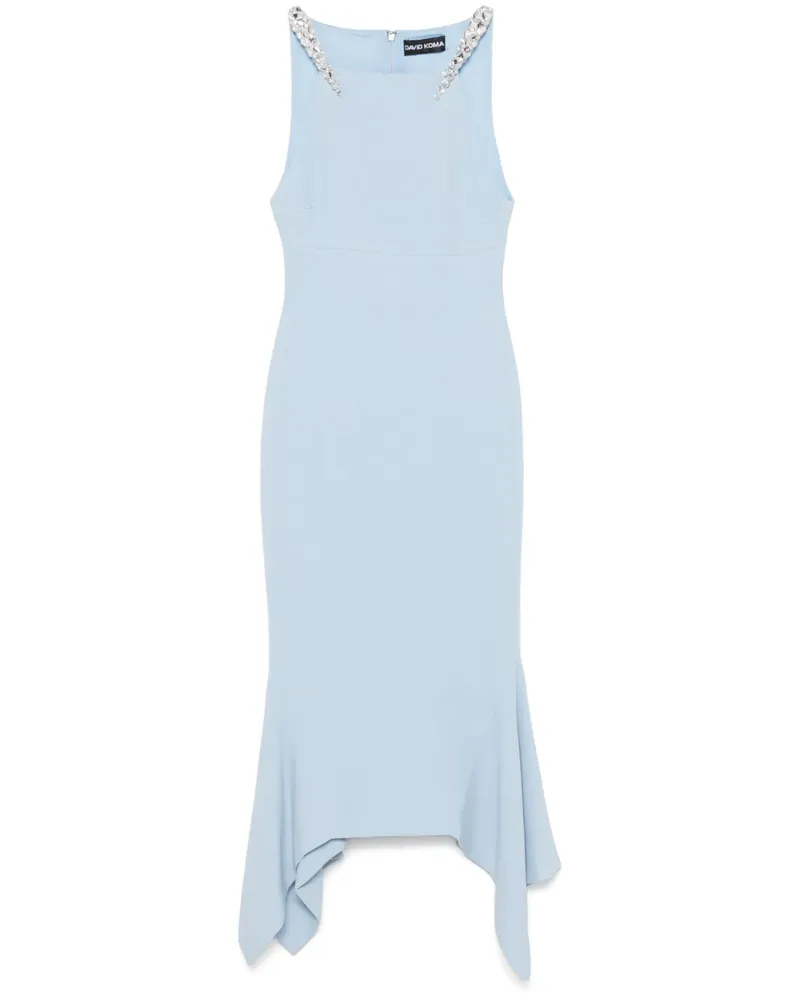 David Koma Midikleid mit Kristallen - Blau Blau