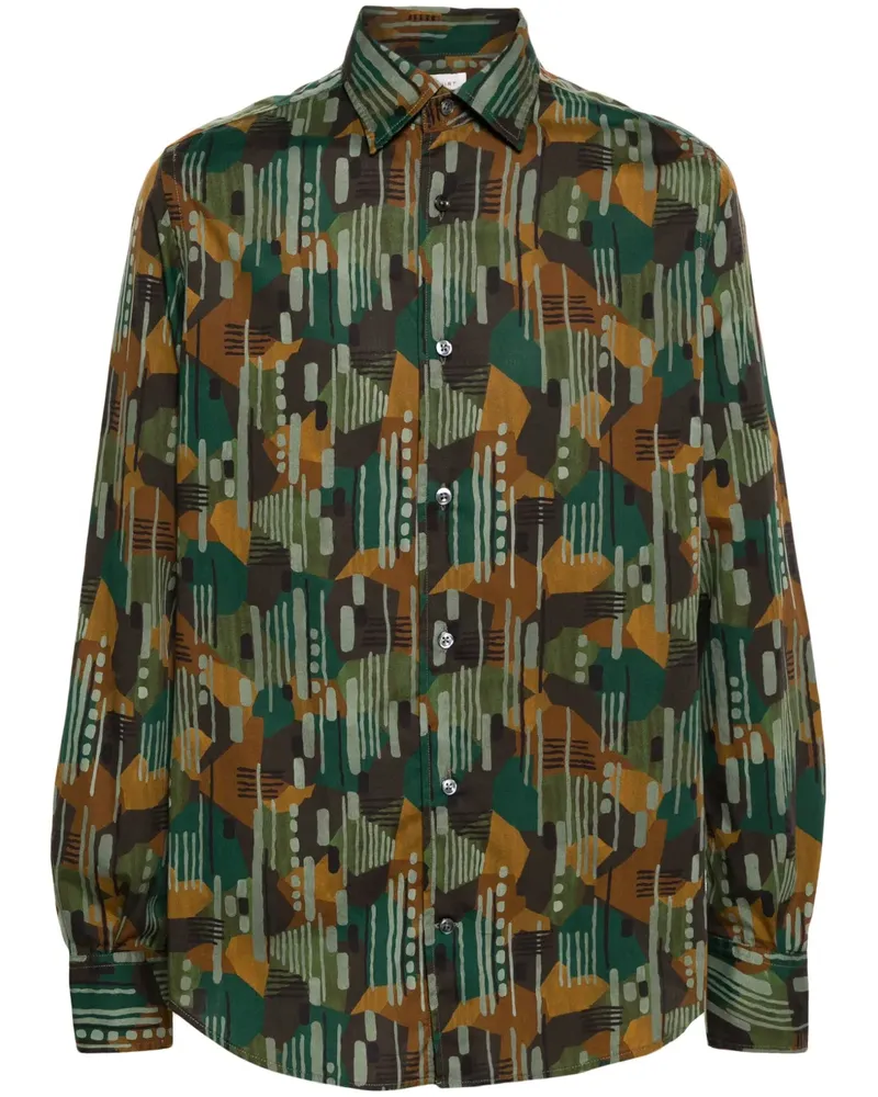 Glanshirt Hemd mit grafischem Print - Grün Grün