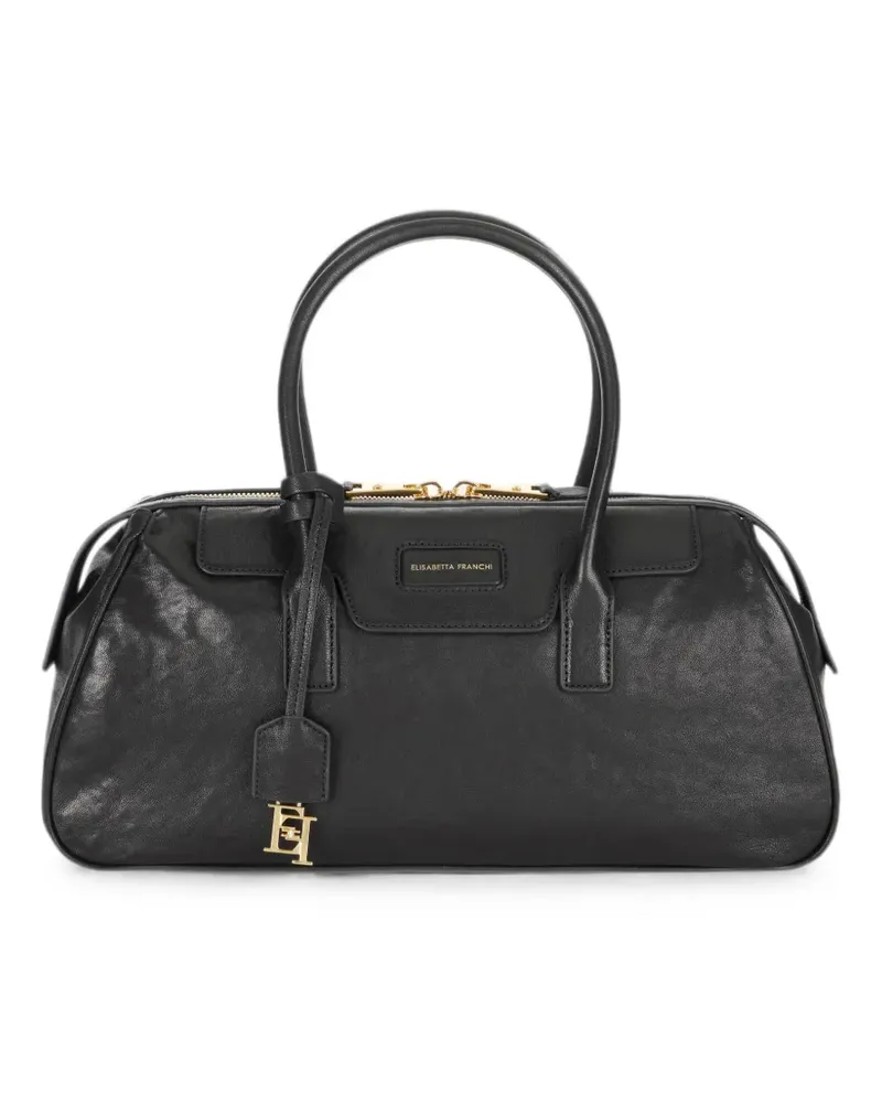 Elisabetta Franchi Mittelgroße Boston Tasche aus Nappaleder - Schwarz Schwarz