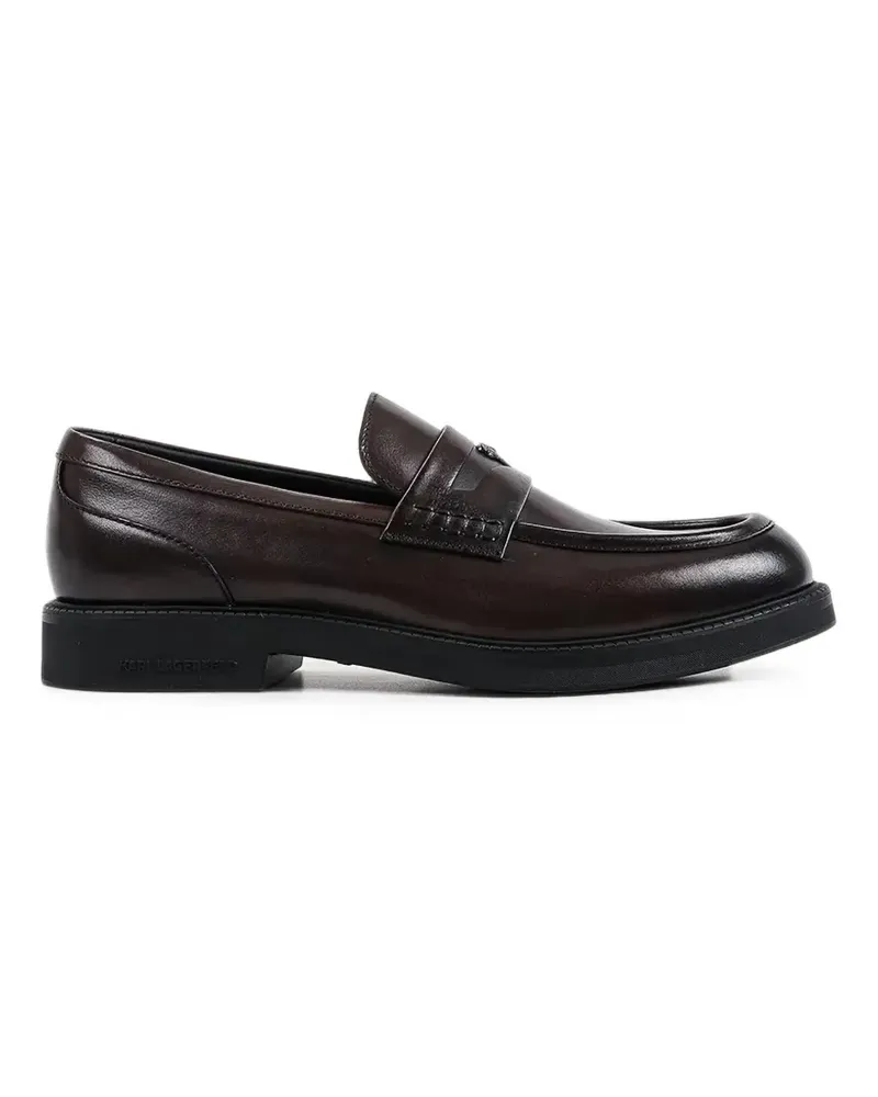 Karl Lagerfeld logo-plaque leather loafers - Braun Braun
