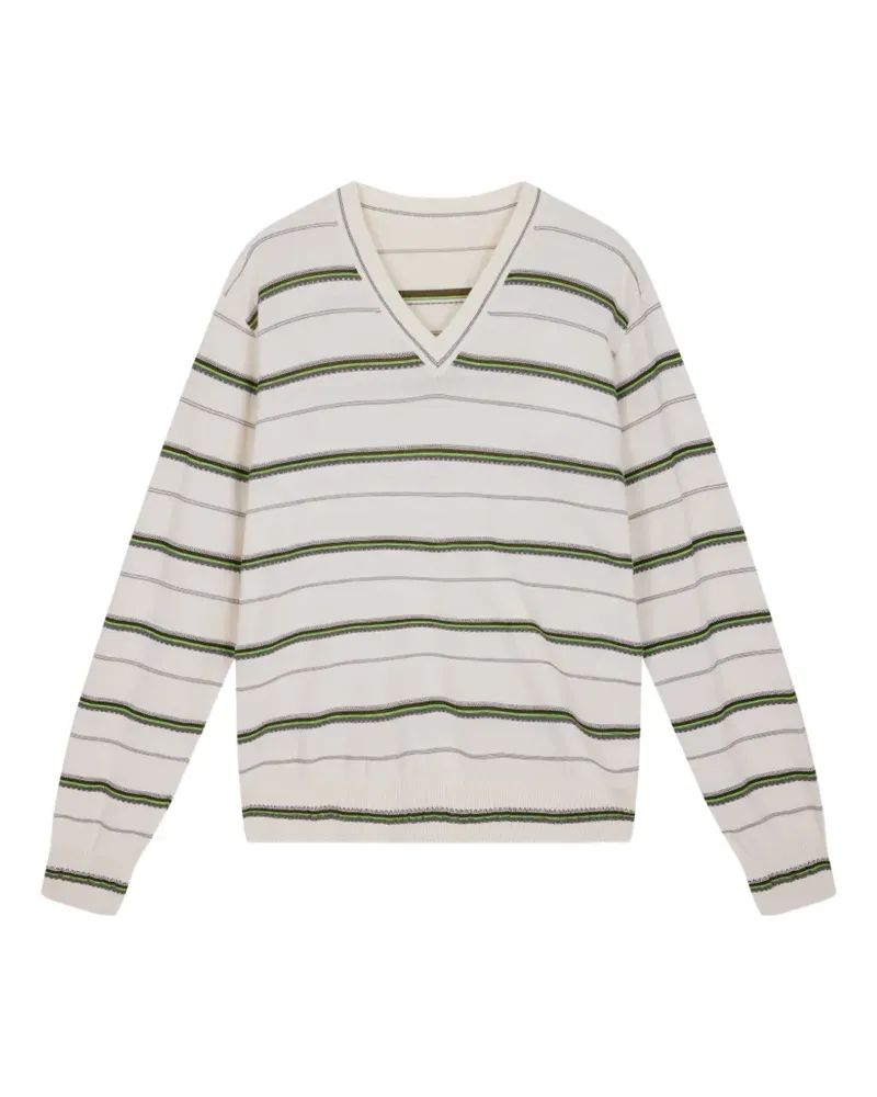 JNBY Gestreifter Pullover mit V-Ausschnitt - Nude Nude