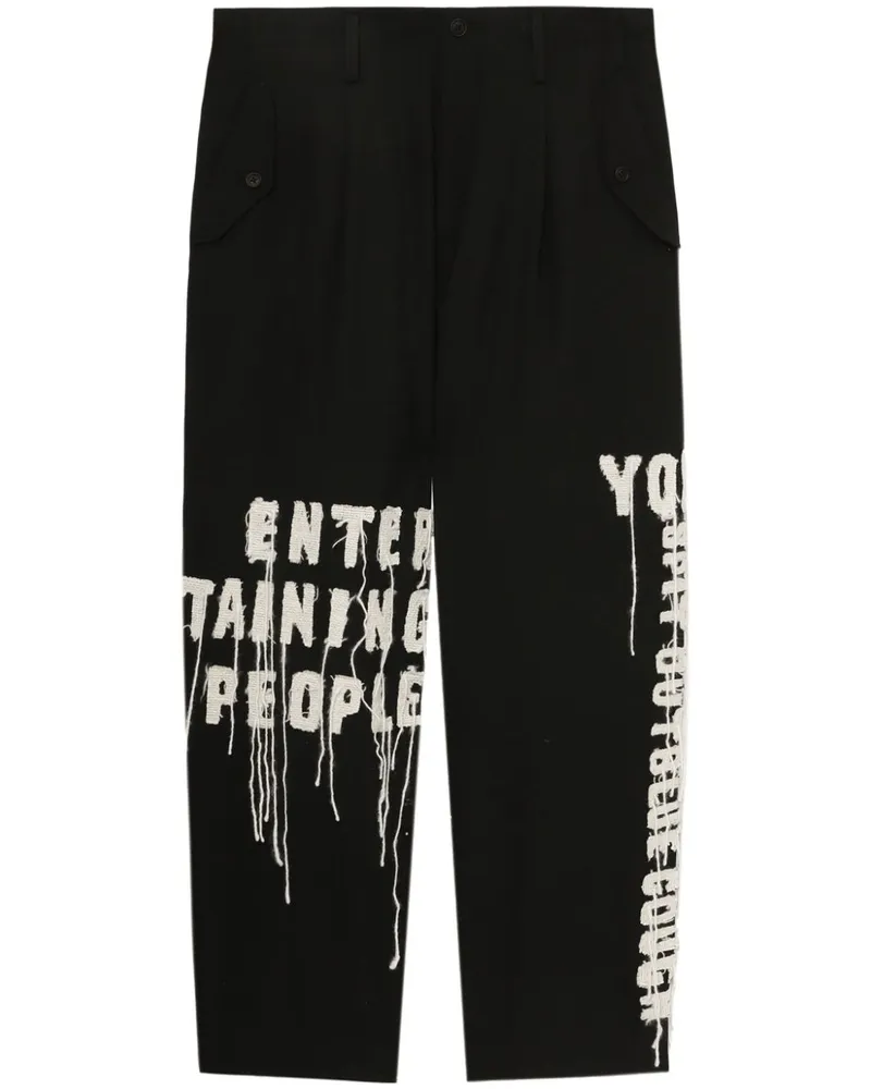 Yohji Yamamoto Hose mit Stickerei - Schwarz Schwarz