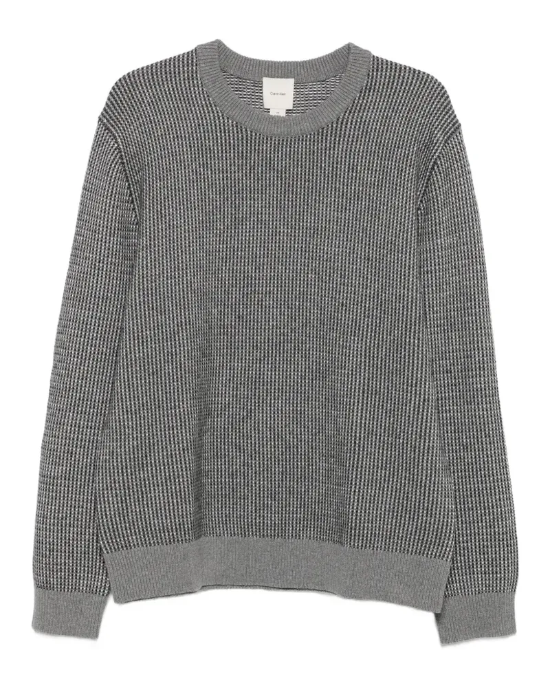 Calvin Klein Pullover mit Waffelstrick-Muster - Grau Grau