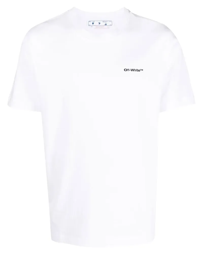 OFF-WHITE T-Shirt mit Wave Outline Diag-Print - WHITE BLACK White