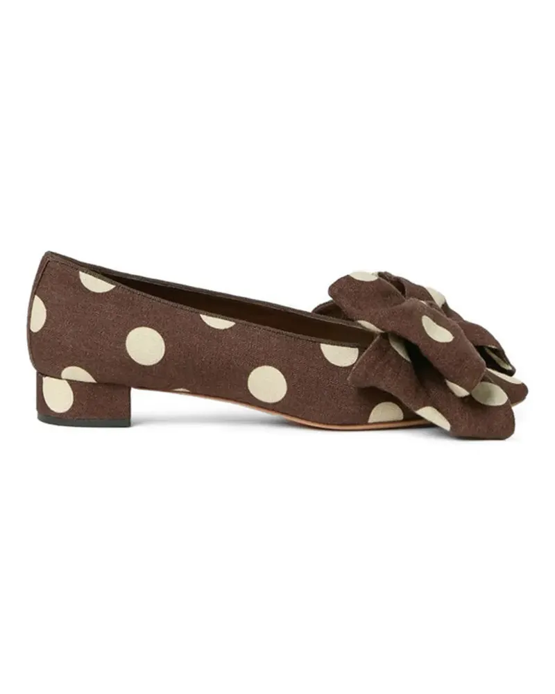 Loeffler Randall Noa bow polka dot ballet flats - Braun Braun