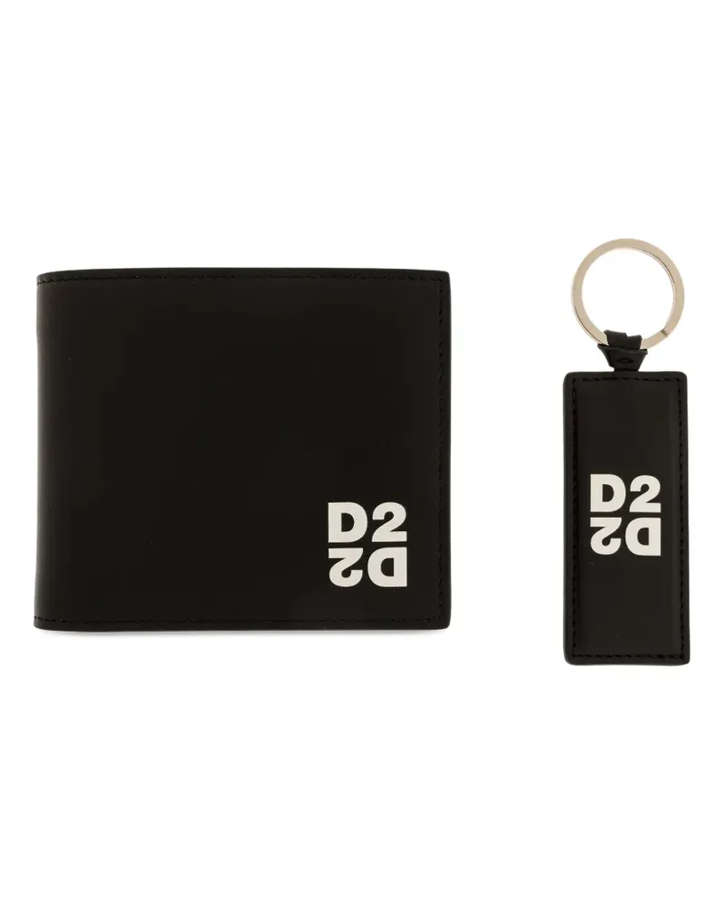 Dsquared2 logo-print wallet and keyring set - Schwarz Schwarz