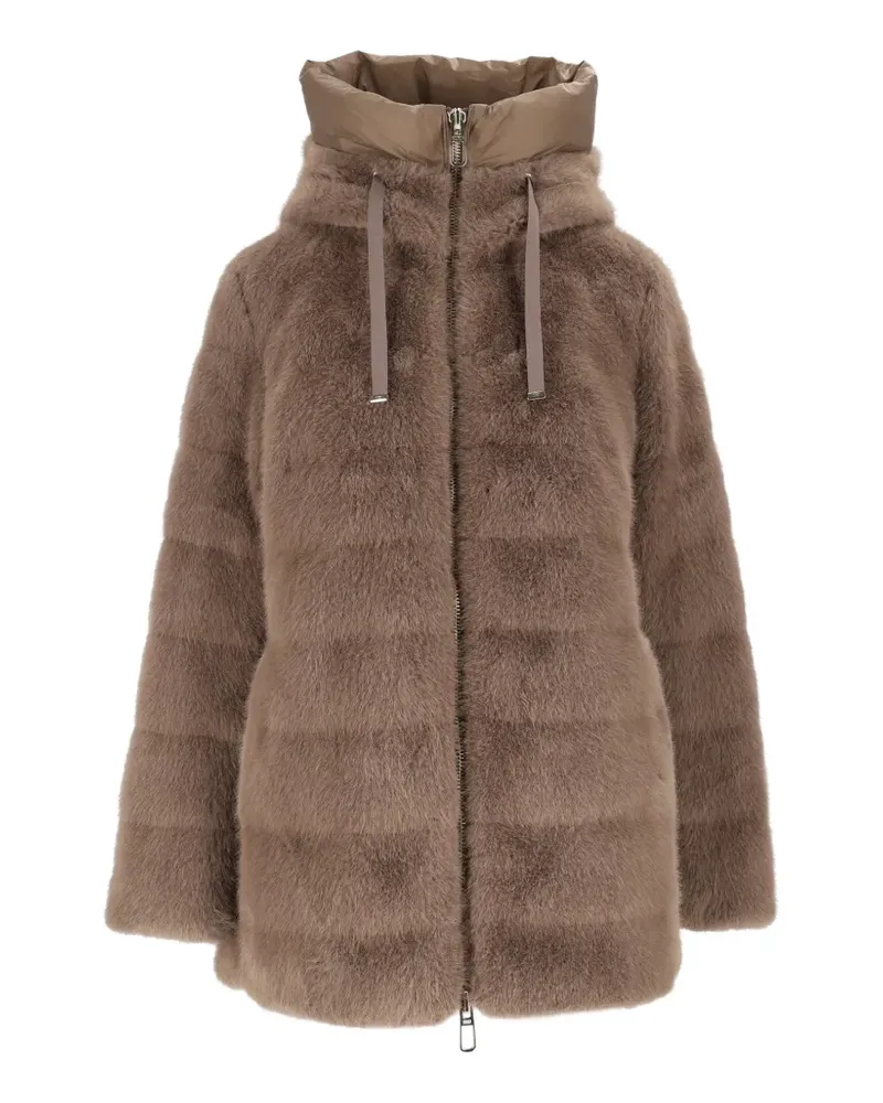 DUNO Kapuzenmantel mit Faux Fur - Braun Braun