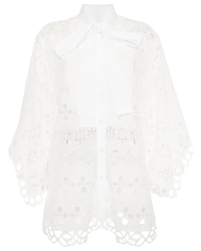 Elie Saab Hemd mit Spitzenstickerei - Weiß Weiß