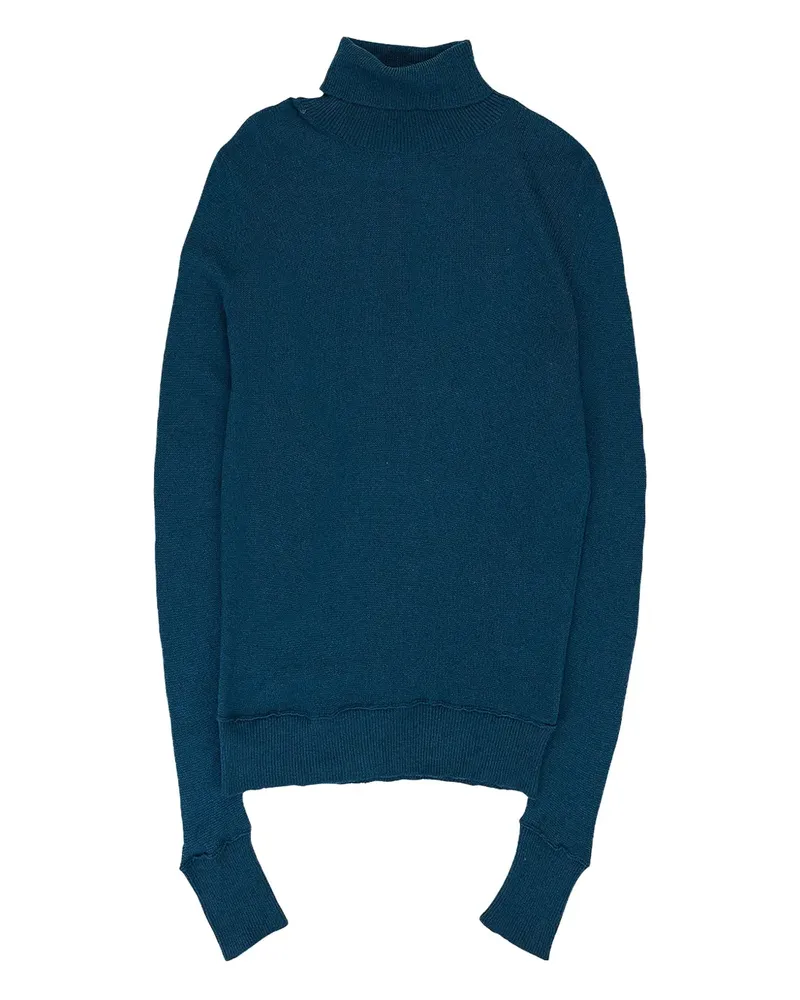 Amiri Rollkragenpullover mit ausgefranstem Saum - Blau Blau