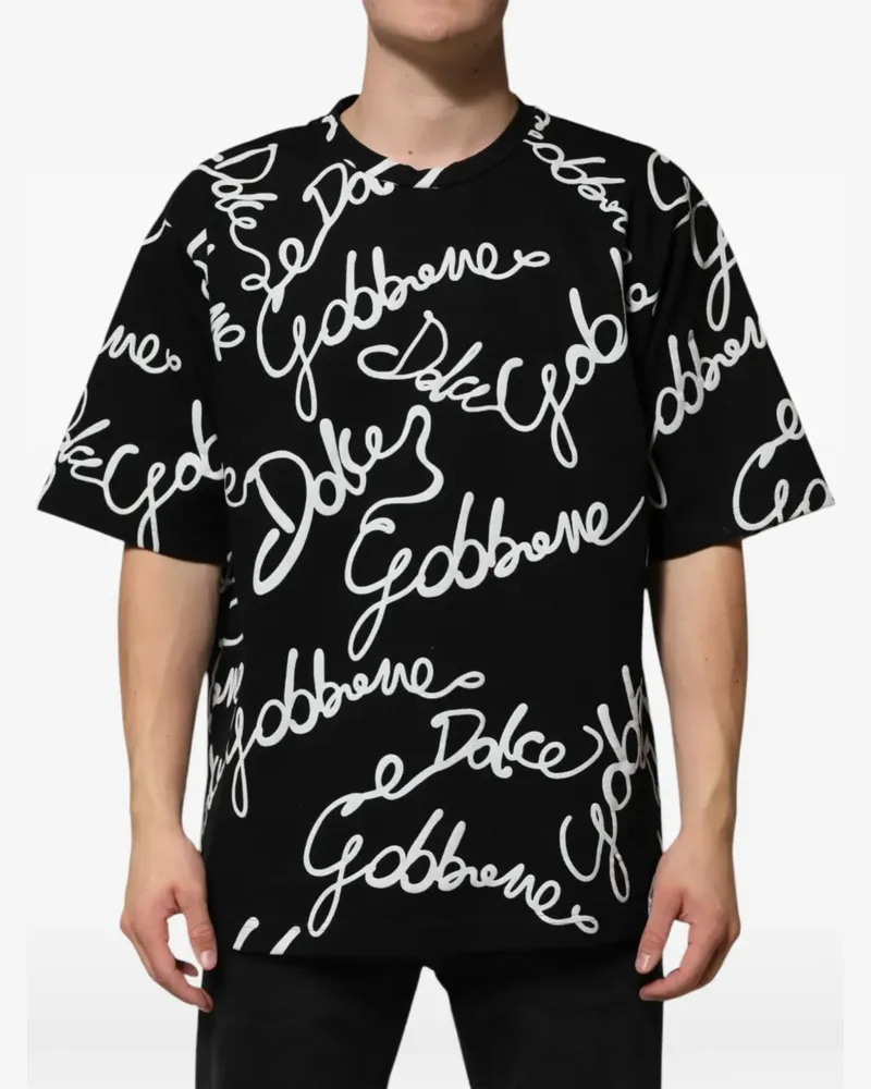 Dolce & Gabbana T-Shirt mit DG-Print - Schwarz Schwarz