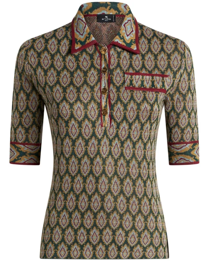 Etro Poloshirt mit Jacquard-Ärmeln - Grün Grün