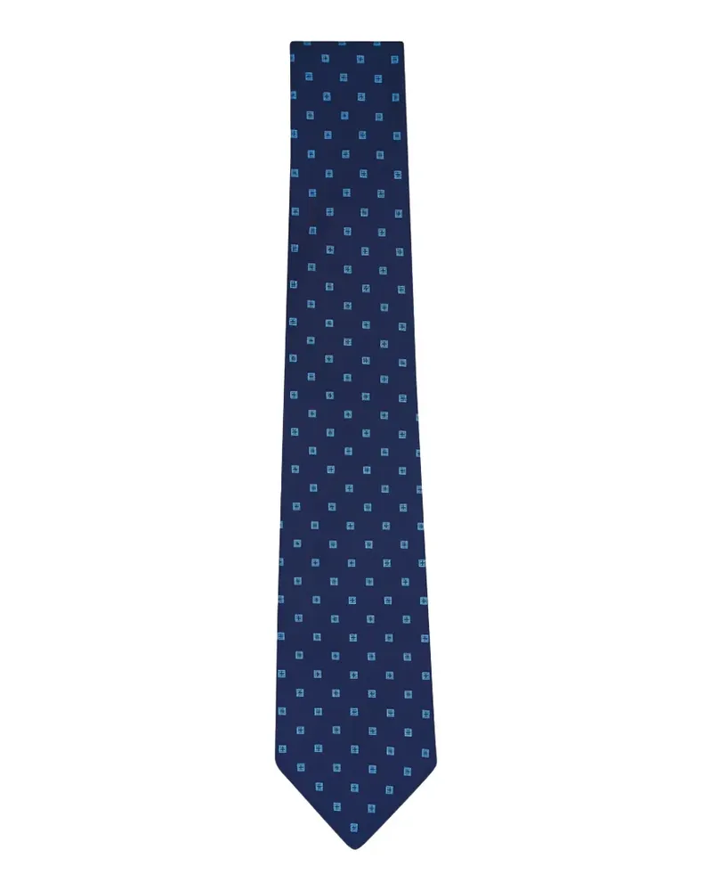 Kiton geometric-pattern silk tie - Blau Blau