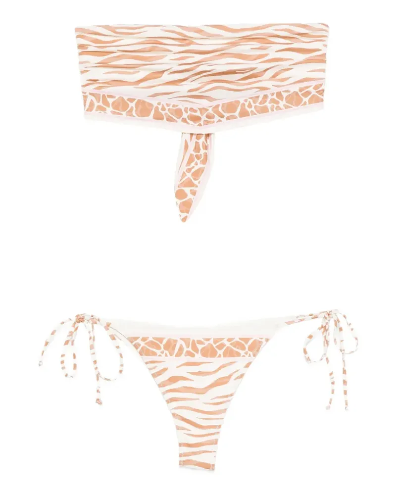 MC2 Saint Barth animal-print bandeau bikini - Nude Nude