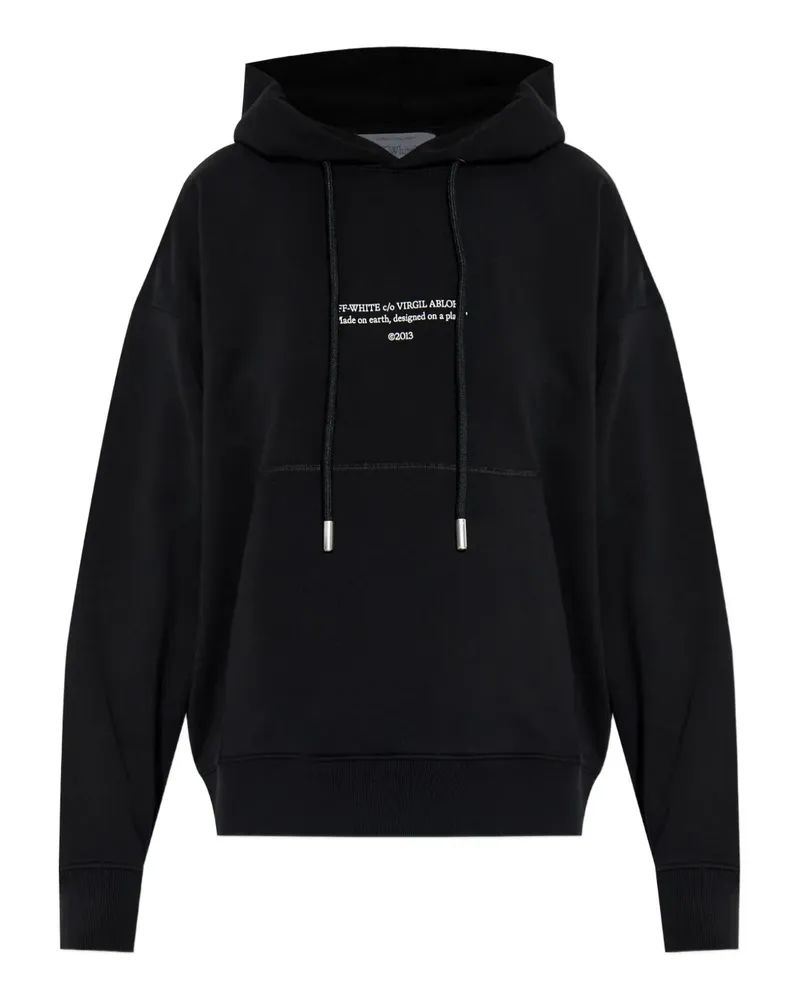 OFF-WHITE drawstring logo-detail hoodie - Schwarz Schwarz