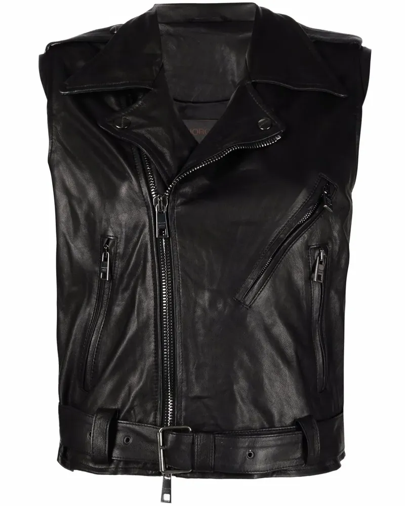 Giorgio Brato Ärmellose Bikerjacke - Schwarz Schwarz