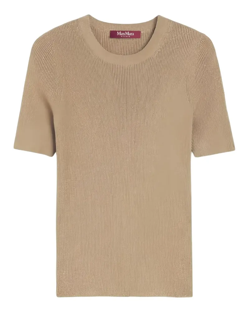 Max Mara Gerippter Pullover mit rundem Ausschnitt - Nude Nude
