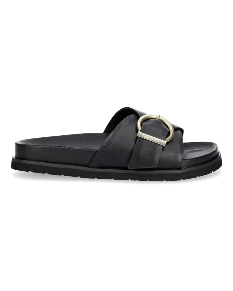 Gant buckle-detail crossover slides - Schwarz Schwarz