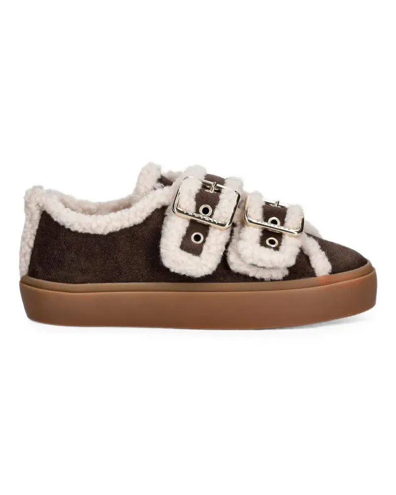 INUIKII shearling-trim buckle-fastening sneakers - Braun Braun