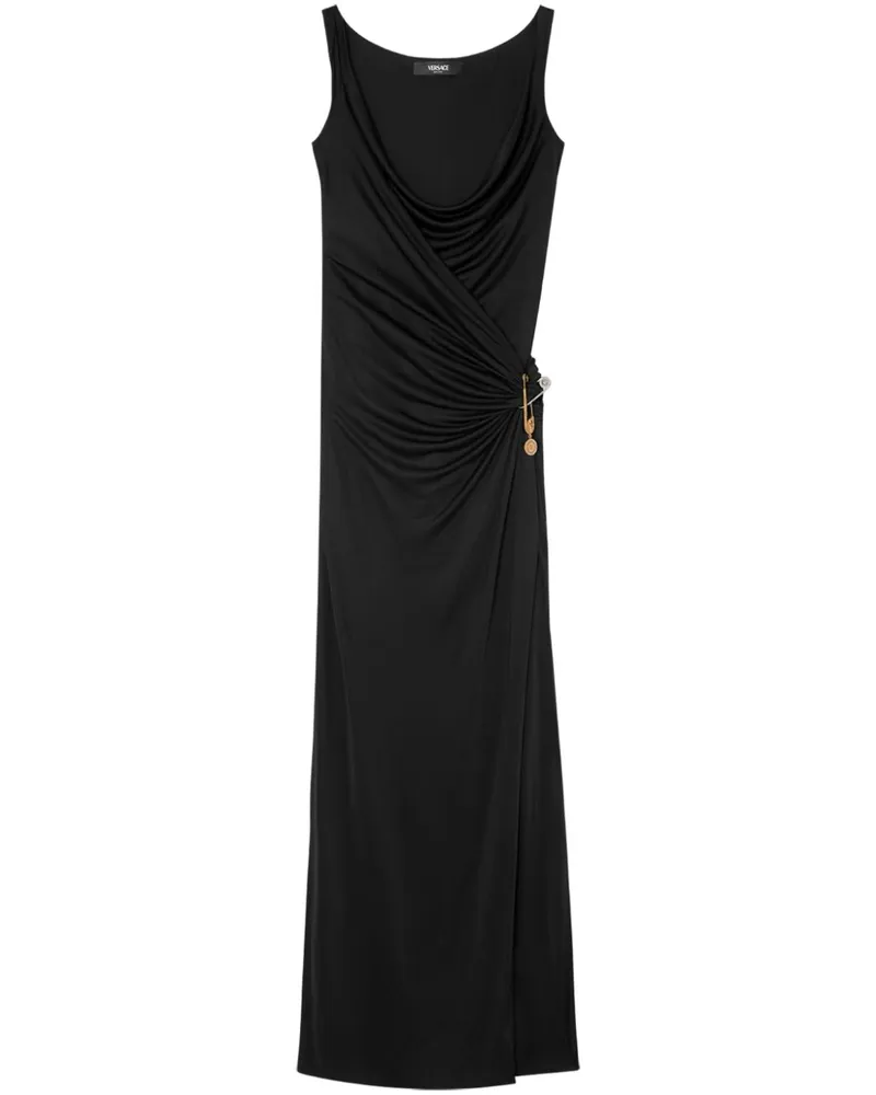 Versace Gerafftes Safety Pin Abendkleid - Schwarz Schwarz