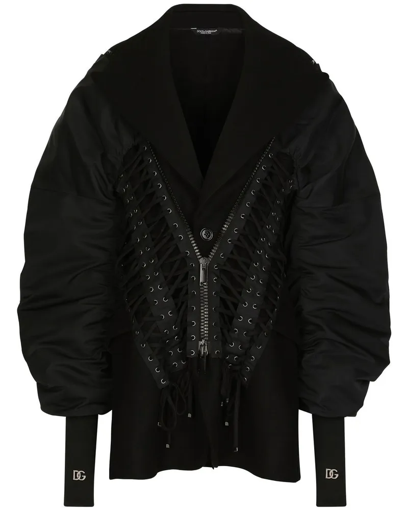 Dolce & Gabbana Bomberjacke mit Schnürung - Schwarz Schwarz