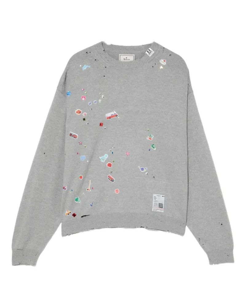 MIHARAYASUHIRO Pullover mit grafischer Applikation - Grau Grau