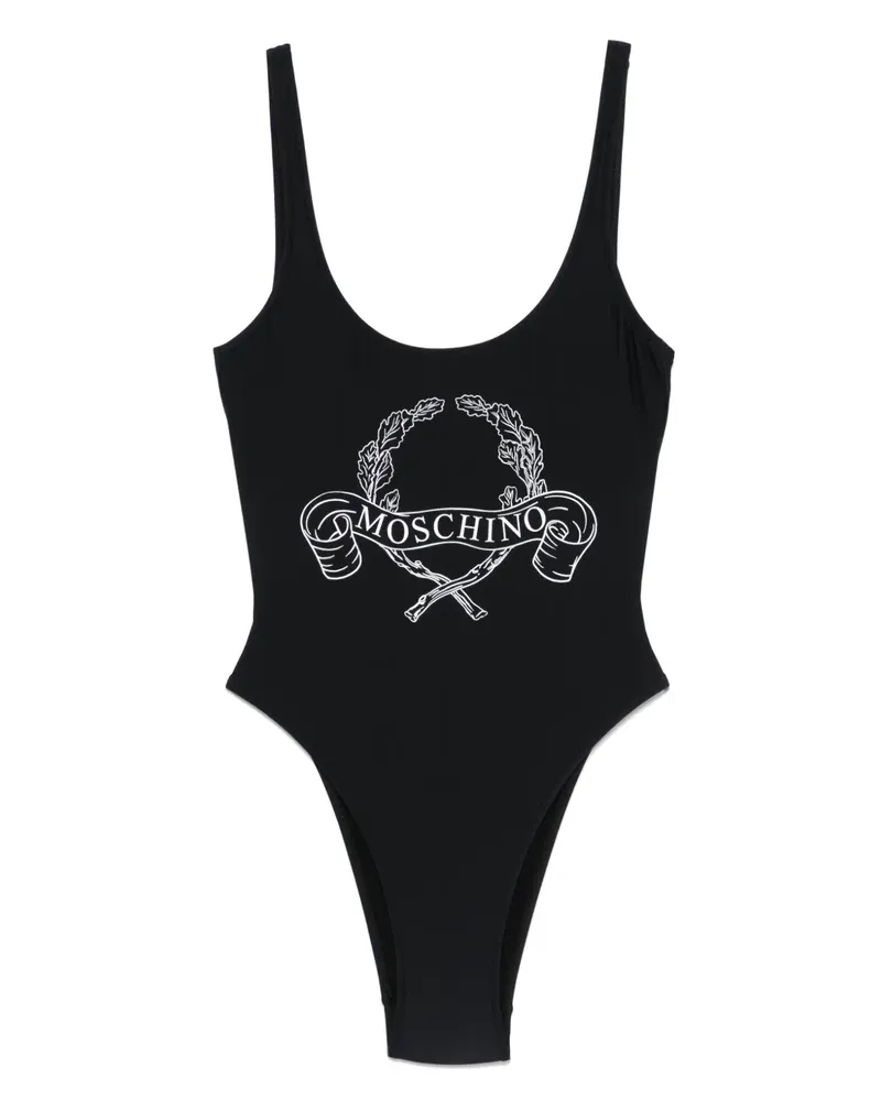 Moschino Badeanzug mit Laurel Crown-Print - Schwarz Schwarz