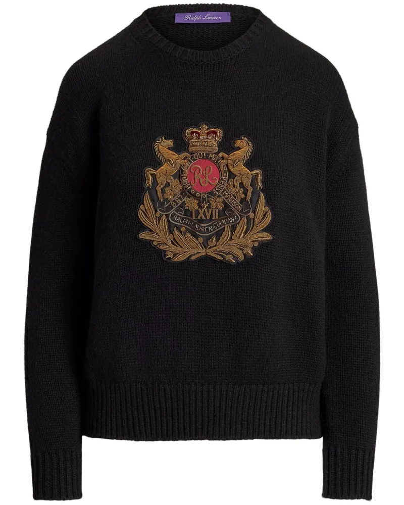 Ralph Lauren Cardigan mit aufgesticktem Wappen - Schwarz Schwarz