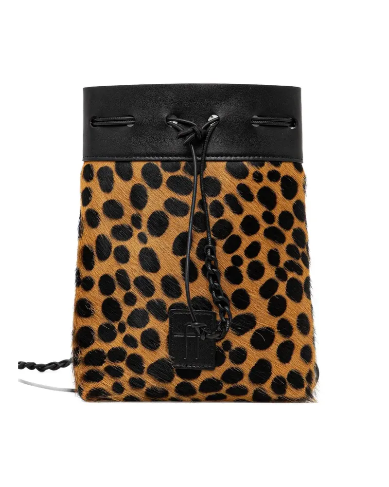 forte_forte animal-print drawstring bucket bag - Braun Braun