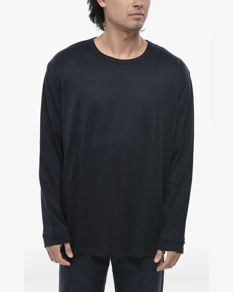 Paolo Pecora Milano Langarmshirt mit Rundhalsausschnitt - Blau Blau