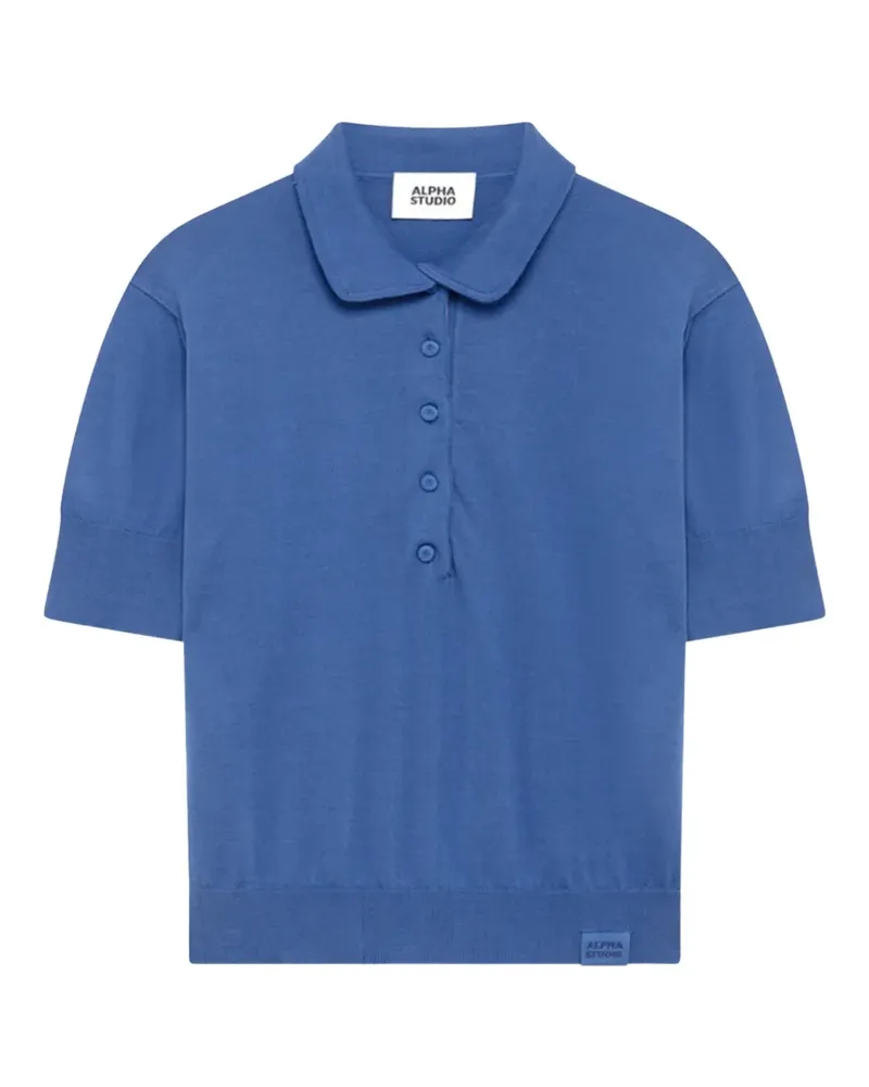 Alpha Studio knitted short-sleeved polo shirt - Blau Blau