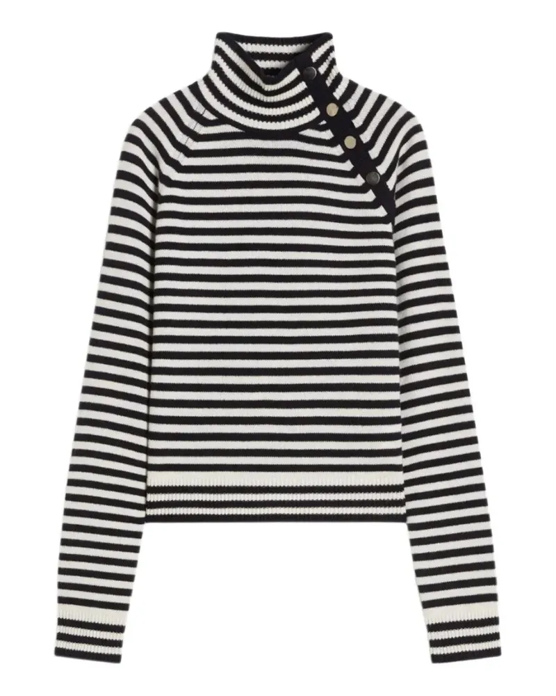 Max Mara Paniere striped button roll-neck sweater - Weiß Weiß