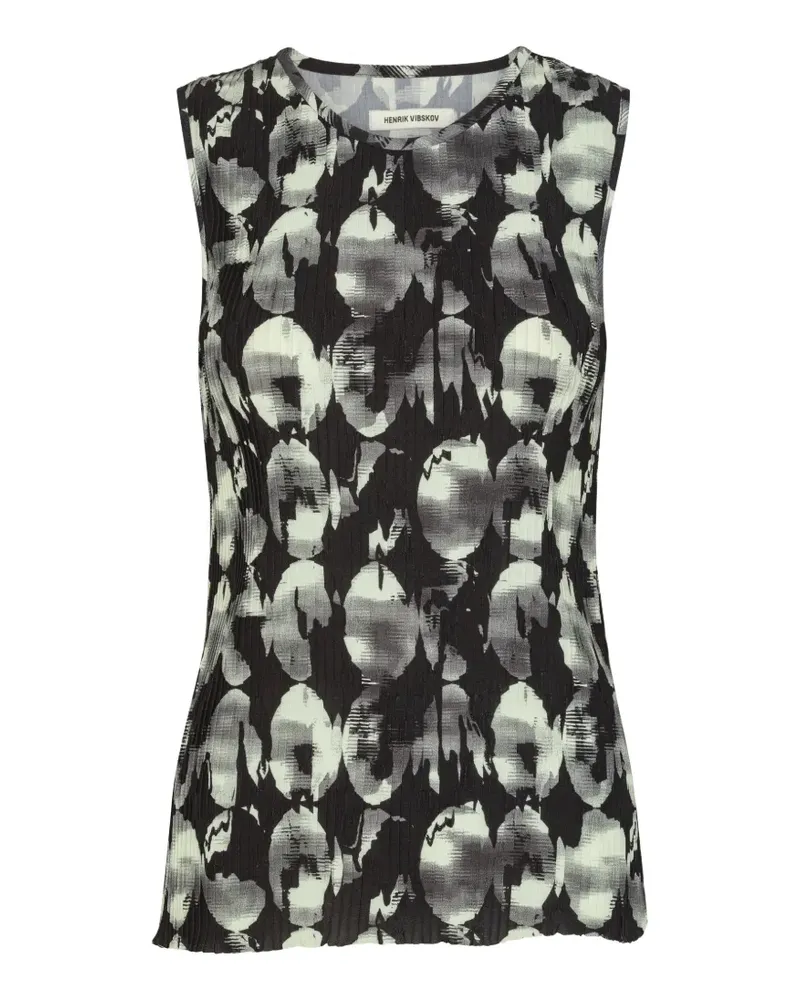 Henrik Vibskov plissé printed top - Schwarz Schwarz