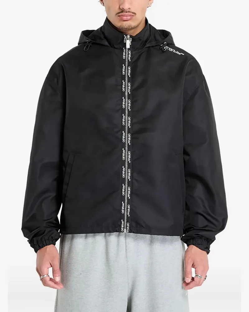 OFF-WHITE Kapuzenjacke mit Logo-Tape - Schwarz Schwarz