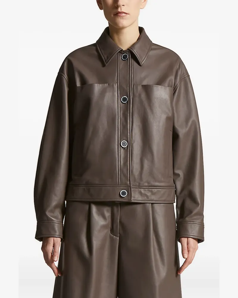 Peserico Lederjacke mit Knopfverschluss - Braun Braun