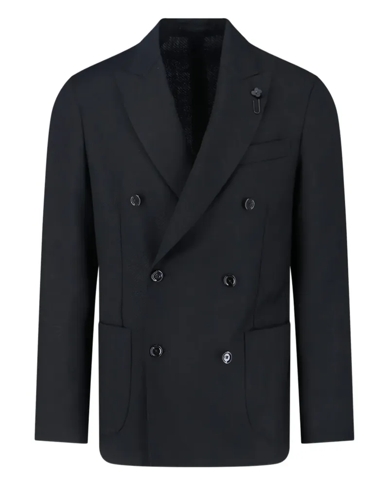 LARDINI wool double-breasted blazer - Schwarz Schwarz