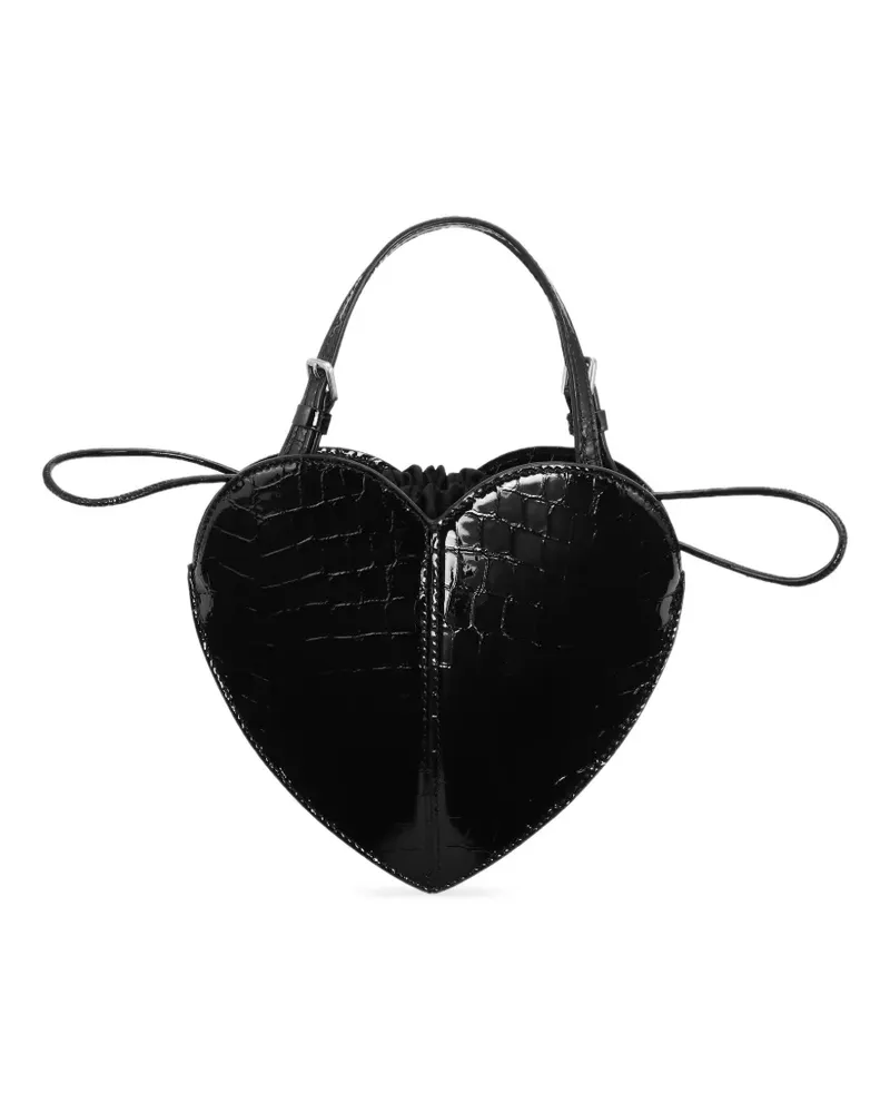 ROTATE Birger Christensen Tote Bag in Herzform mit Kroko-Effekt - Schwarz Schwarz