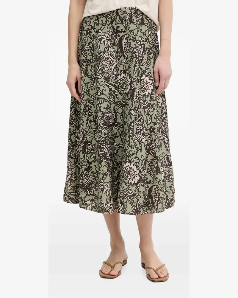 Marc O'Polo Ausgestellter Midirock mit Blumenprint - Grün Grün