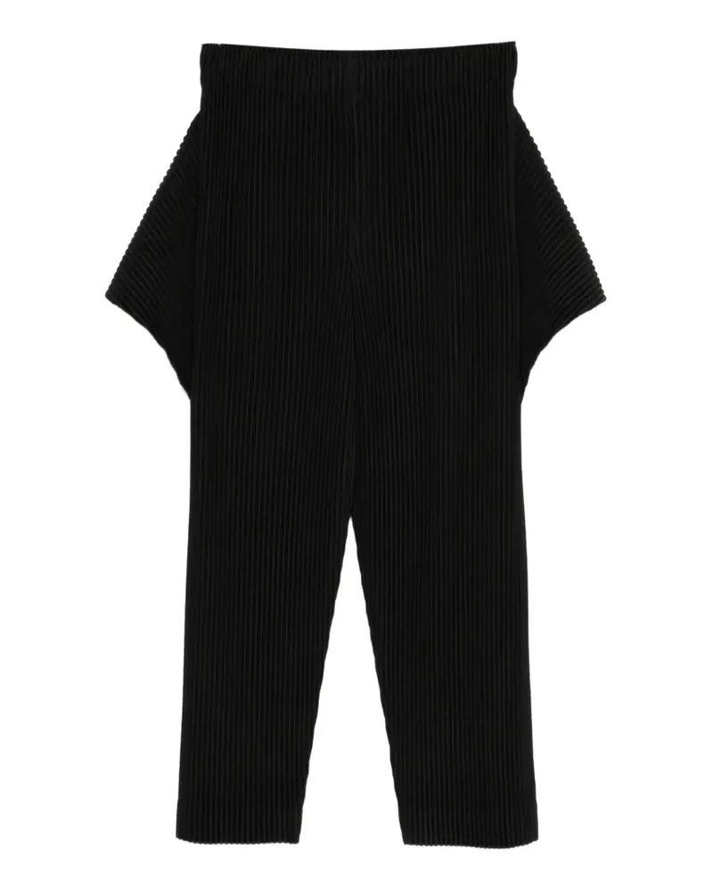 Issey Miyake pleated cropped trousers - Schwarz Schwarz