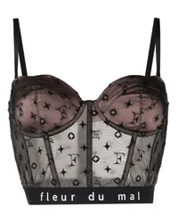 Fleur Du Mal Cropped-Top mit Stickerei Braun