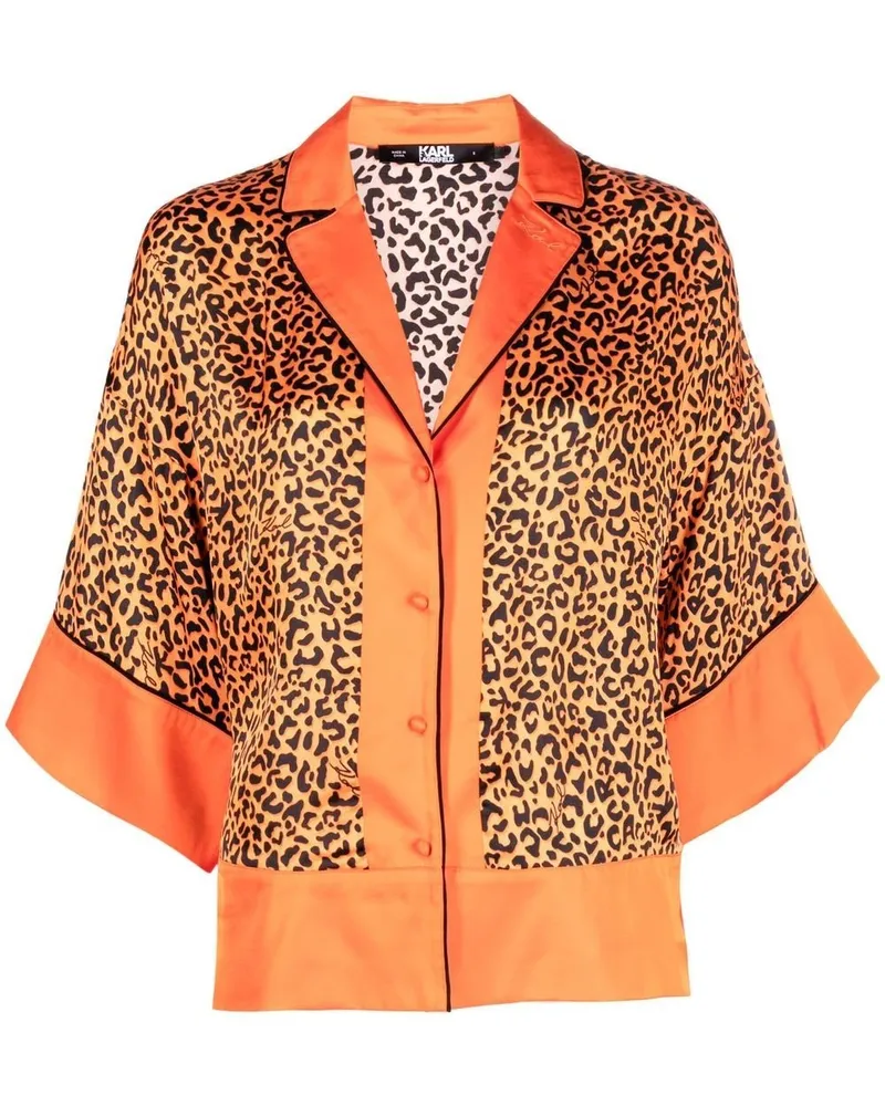 Karl Lagerfeld Hemd mit Leoparden-Print Orange