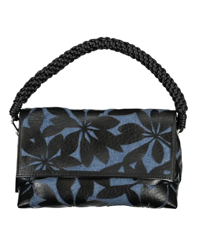 Desigual Geflochtene Handtasche mit Blumenmuster - Schwarz Schwarz